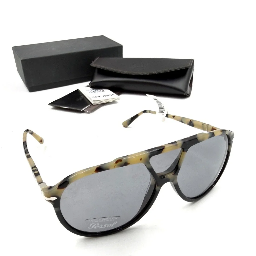 Persol Sunglasses Black Beige Havana Tortoiseshell Aviator Pilot 3217-S